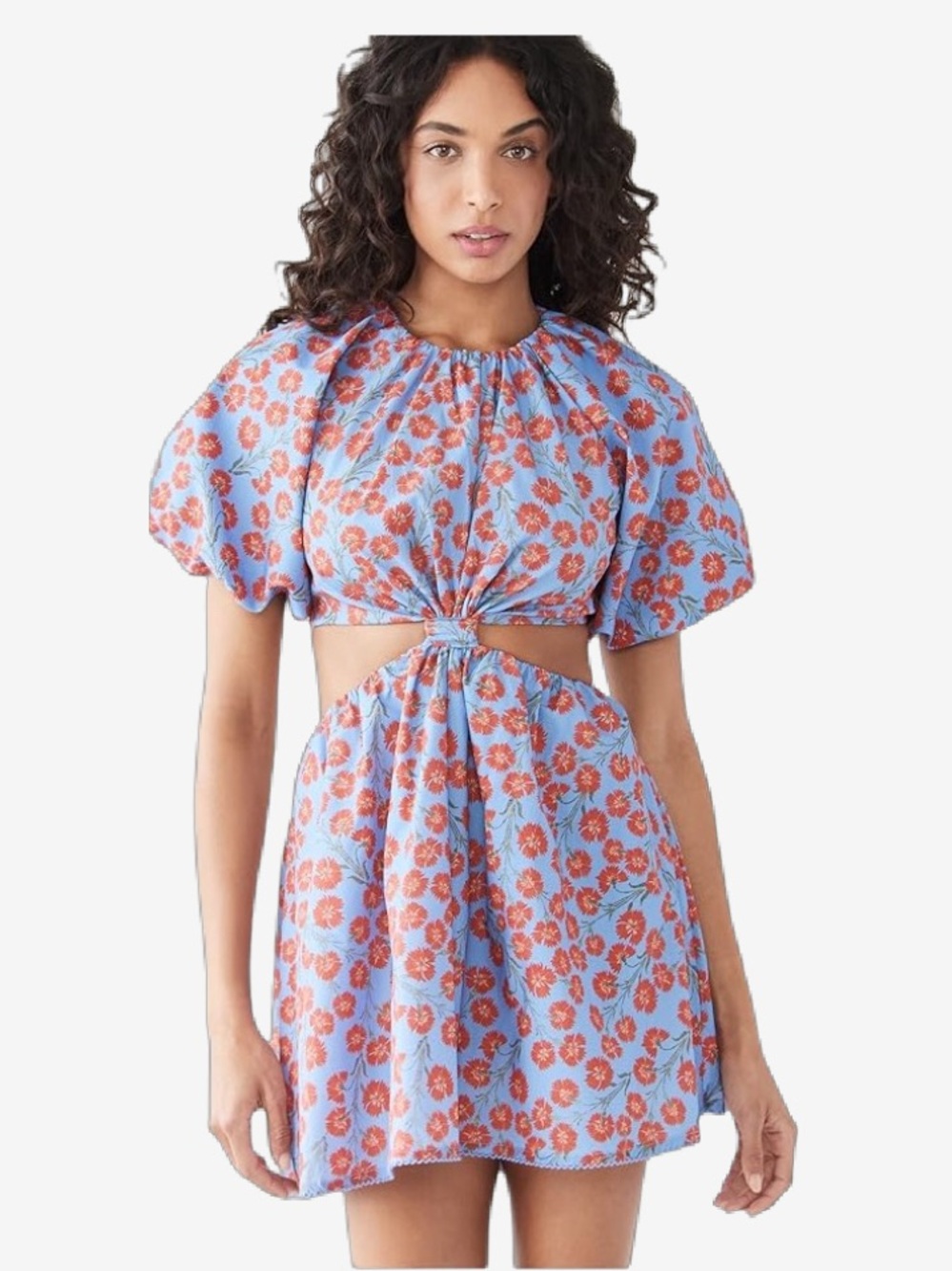 Agua by Agua Bendita Blue Floral Cutout Mini Dress